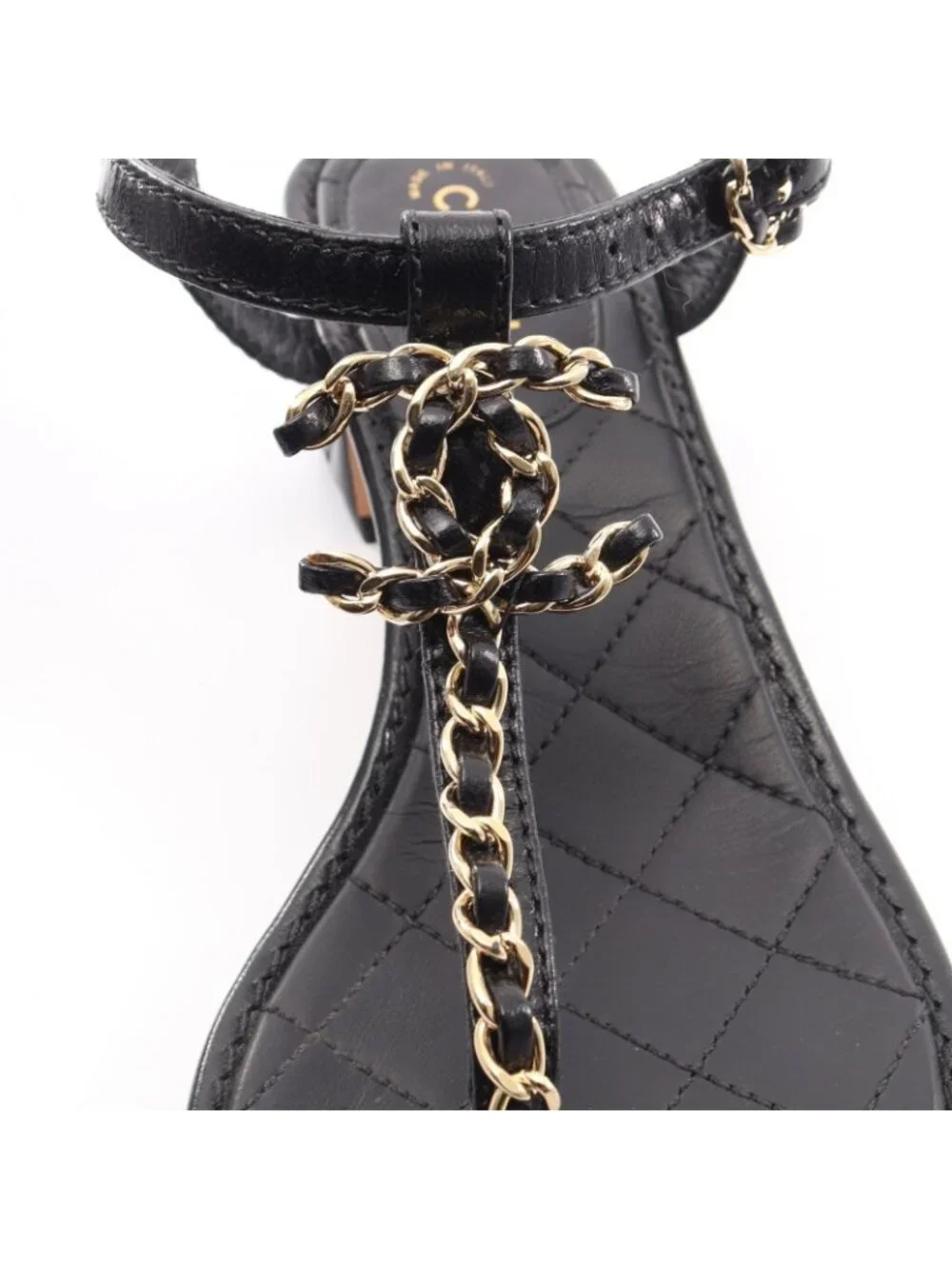 Chanel Sandals CC Logo Leather